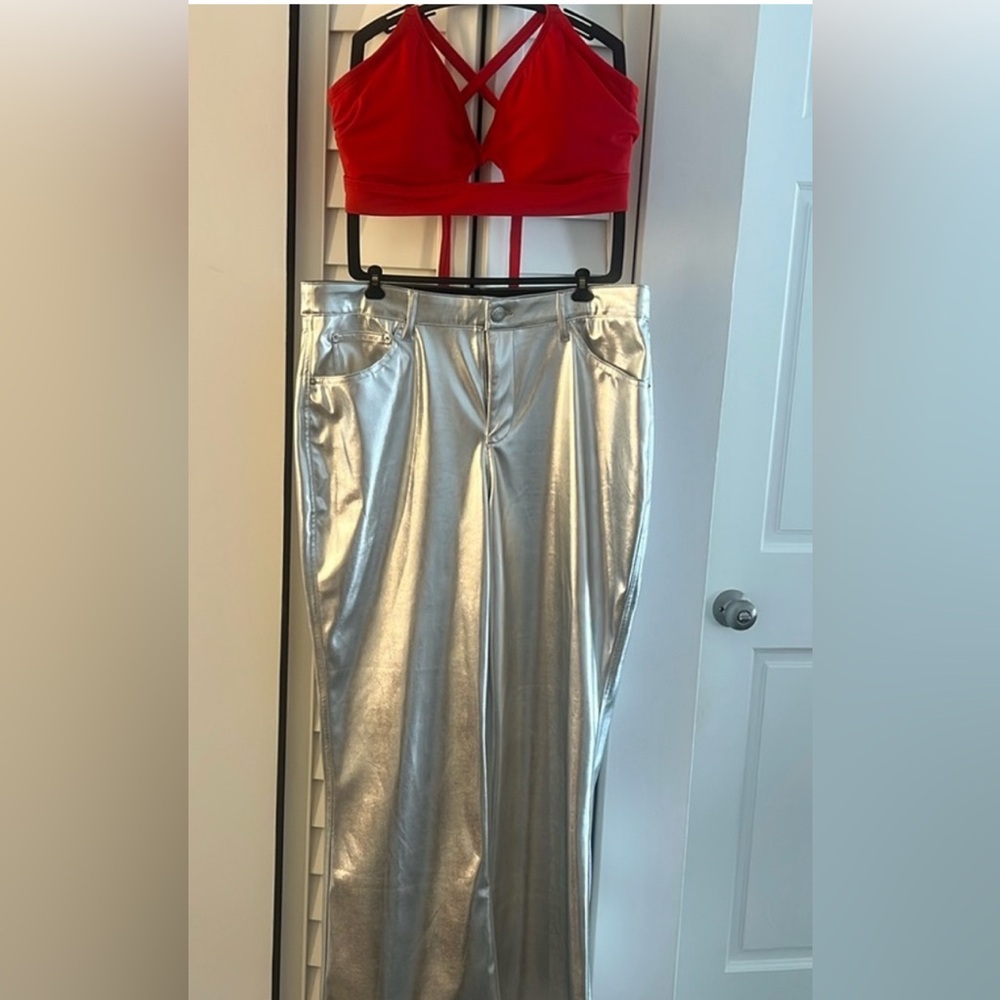 NWT Wild Fable Silver Metallic flare Jeans - Picture 9 of 14